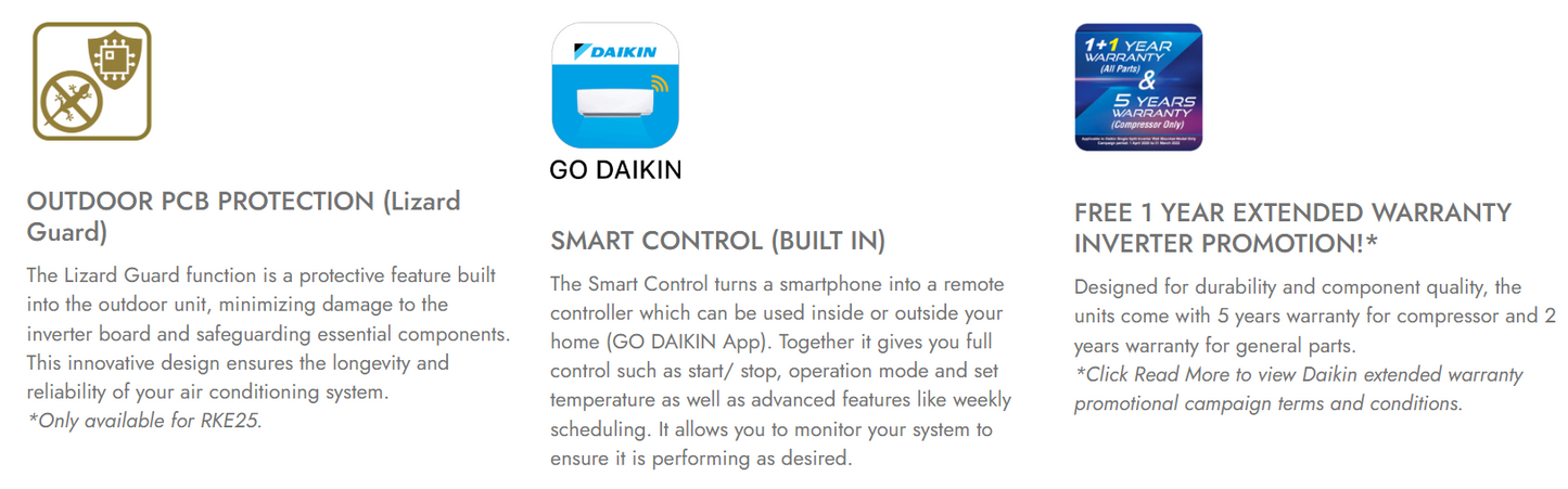 DAIKIN FTKE71AV1MF 2.5HP INVERTER AIR COND (Without installation)